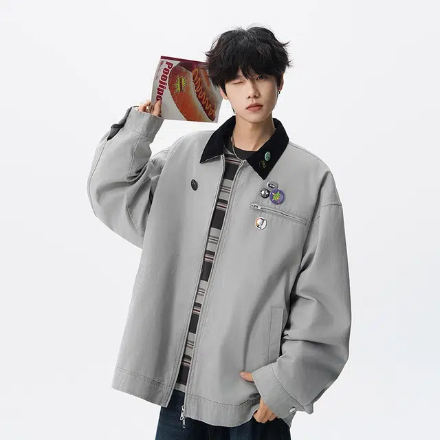 假日伯爵 工装美式复古小众简约痞帅潮流舒适通勤水洗做旧透气耐磨上衣外套夹克 男女同款