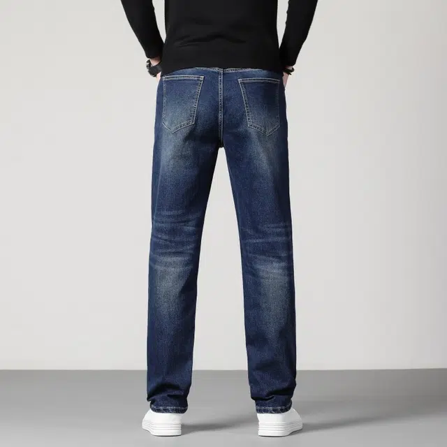 假日伯爵 美式高街复古做旧水洗直筒修身休闲时尚简约百搭棉弹亲肤舒适柔软日常通勤男士长裤牛仔裤 男款