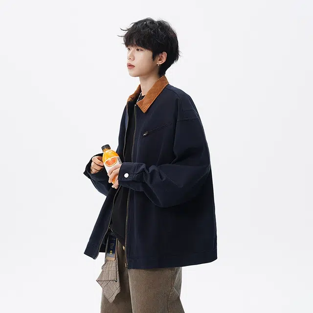 假日伯爵 美式复古小众简约潮流舒适通勤水洗做旧挺阔痞帅透气耐磨上衣外套夹克 男女同款