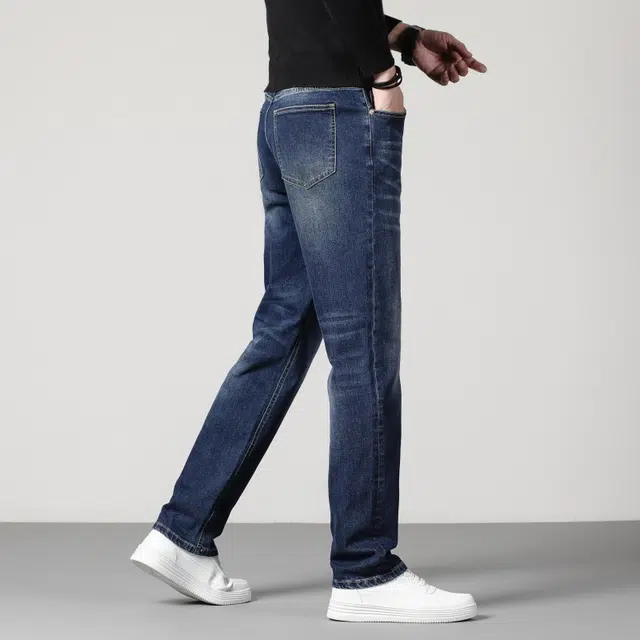 假日伯爵 美式高街复古做旧水洗直筒修身休闲时尚简约百搭棉弹亲肤舒适柔软日常通勤男士长裤牛仔裤 男款