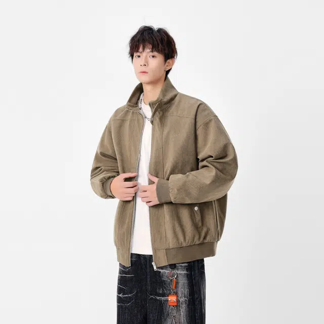 假日伯爵 轻奢高级潮牌经典硬汉穿搭复古双边大口袋设计秋季款立领痞帅机车服工装皮衣外套夹克 男女同款