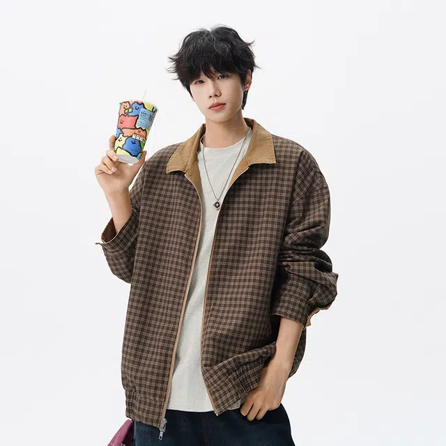 假日伯爵 早秋长袖男装痞帅气质小众两面穿设计学生流行简约慵懒文艺宽松休闲外套夹克 男女同款