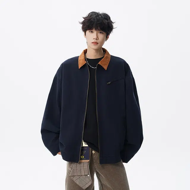 假日伯爵 美式复古小众简约潮流舒适通勤水洗做旧挺阔痞帅透气耐磨上衣外套夹克 男女同款