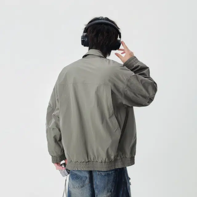 假日伯爵 轻奢高级感秋季款百搭翻领上衣外套美式复古潮流宽松休闲工装短款皮衣纯色男士飞行员夹克 男女同款