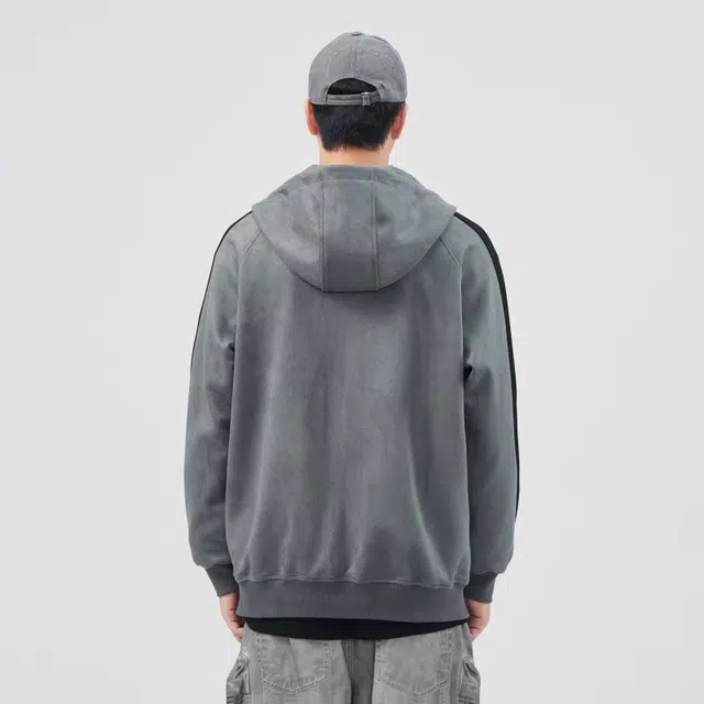 假日伯爵 嘻哈街头高街拼接设计拉链外套磨毛舒适宽松百搭插肩袖连帽开衫基础款弹力卫衣 男款
