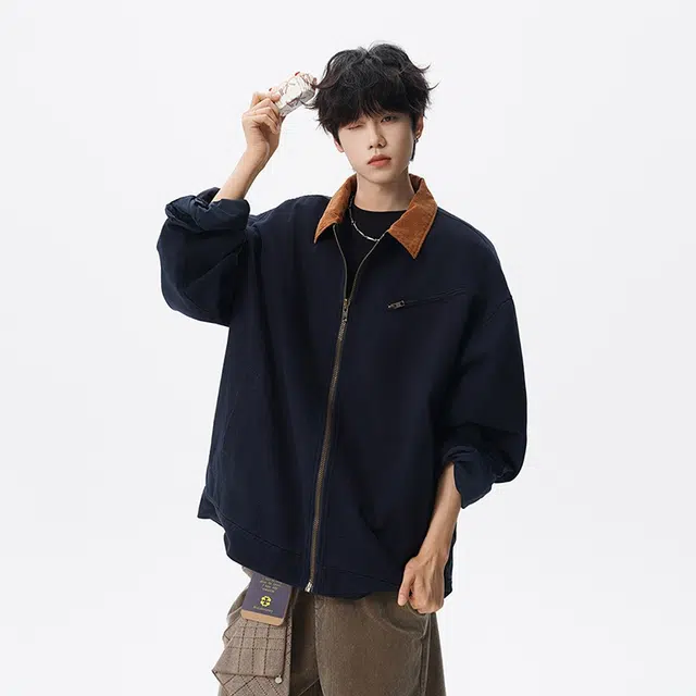 假日伯爵 美式复古小众简约潮流舒适通勤水洗做旧挺阔痞帅透气耐磨上衣外套夹克 男女同款