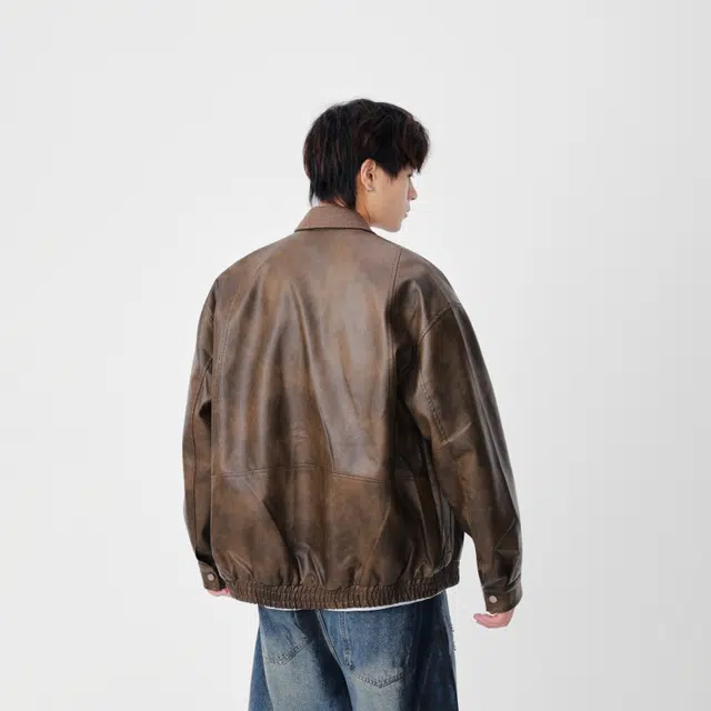 假日伯爵 美拉德穿搭美式做旧水洗复古翻领上衣外套皮衣高级感宽松休闲痞帅百搭日常通勤夹克 男女同款