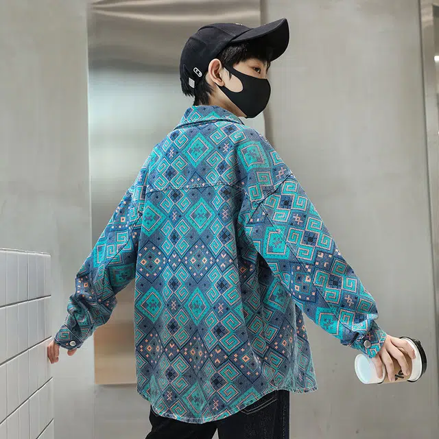 俞兆林休闲衬衫 男童春秋中大童秋牛仔儿秋装外套款季男孩炸街洋气潮时尚复古舒适潮流百搭个性