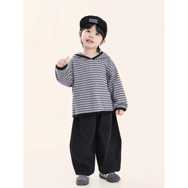 俞兆林卫衣 童装男童秋装韩版春秋上衣中小童条纹连帽套头衫拼色舒适时尚季中大童 儿童款