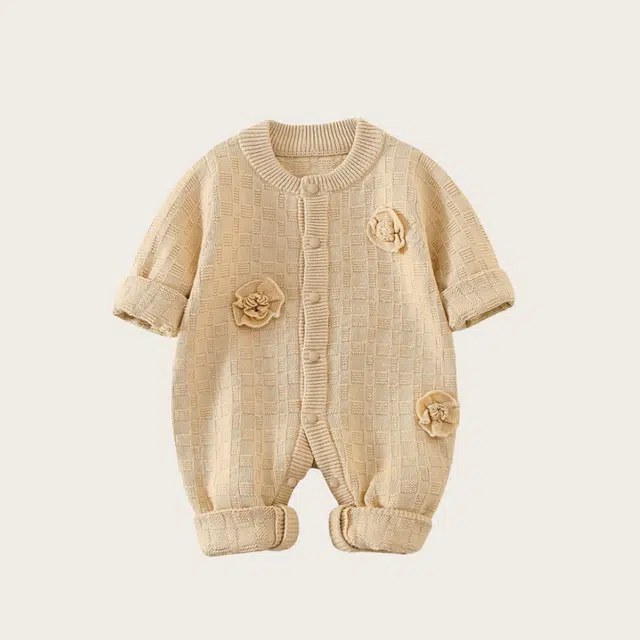 俞兆林爬服 婴儿衣服春秋女宝宝洋气公主连体衣满月百天哈衣毛衣套装秋季