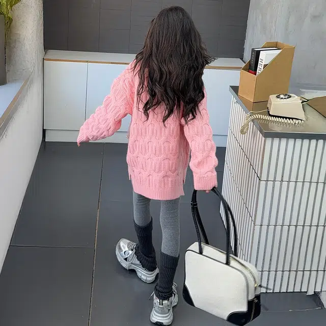 俞兆林毛衣 女童蝴蝶结珍珠秋冬季小女孩甜美风儿童针织衫