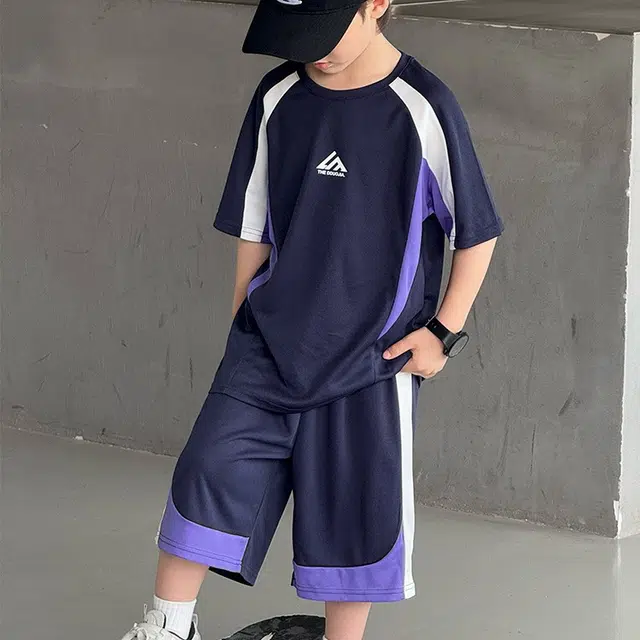 俞兆林休闲运动套装 俞兆林男童夏装短袖中大儿童夏季炸街夏款男孩两件