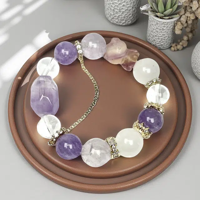 【金生水起·紫气东来】 优奕芳 已消磁九紫离火智慧之石时来运转学业顺利上岸#好运天然 紫水晶 手串 男女同款情侣款