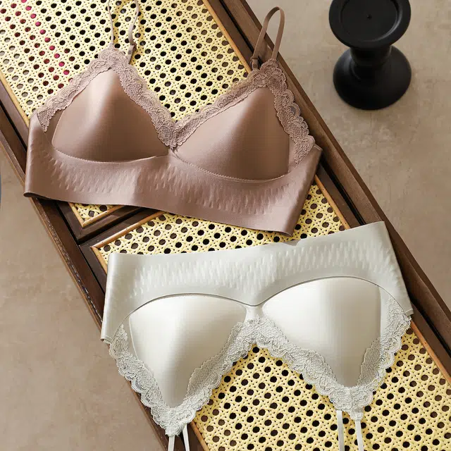 北极绒 法式蕾丝亲肤聚拢舒适防下垂透气不闷汗高弹美背无钢圈收副乳文胸 女款