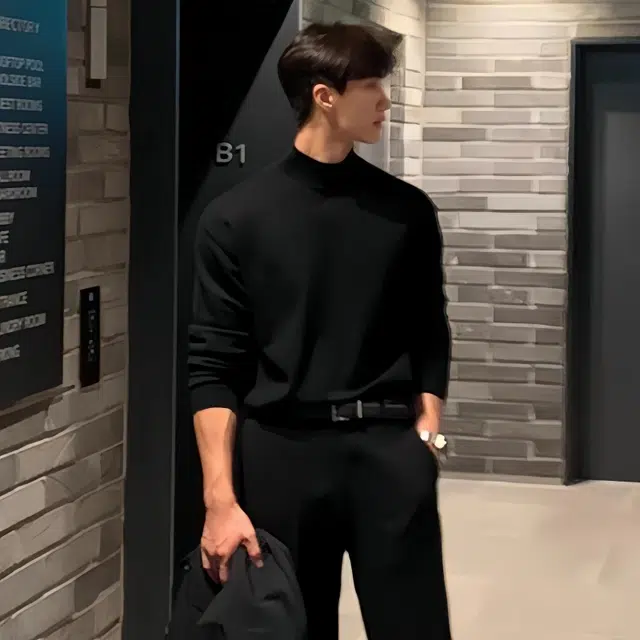 水田夏 男装秋冬季圆领男士韩版长袖中领打底衫潮针织衫 男款