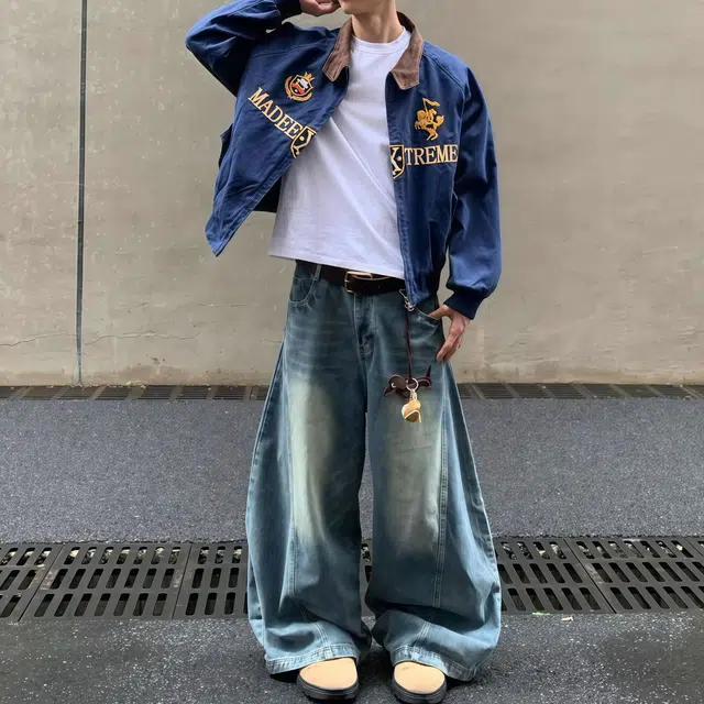 水田夏 美式复古街头高级感哈灵顿情侣刺绣外套上衣潮牌男女夹克 男款