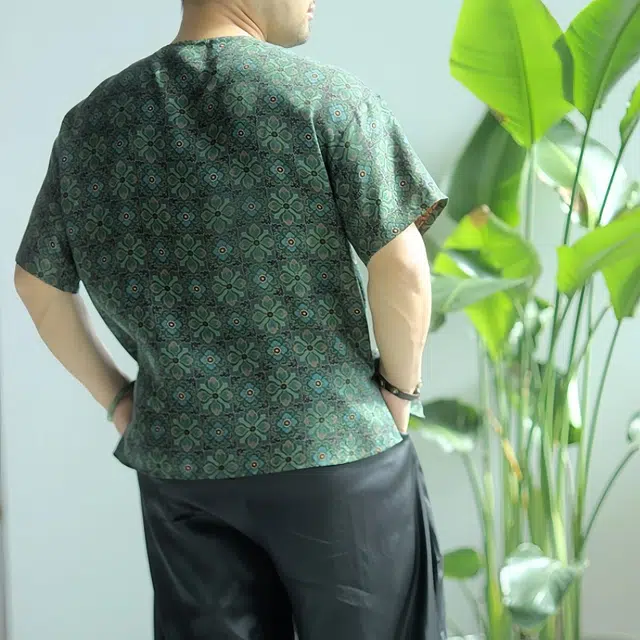 水田夏 年轻人气质香云纱夏季短袖新中式男装绞罗复古禅衬衫 男款