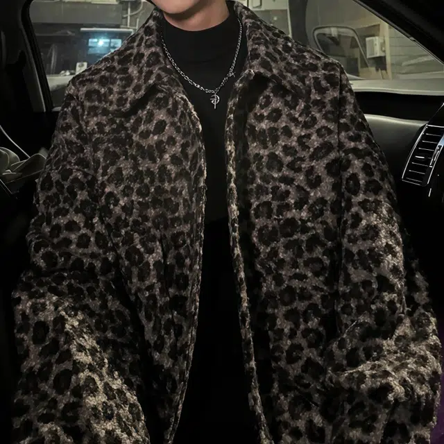 水田夏 小香风豹纹呢子加厚毛呢外套男女痞帅慵懒风高级感重磅潮夹克 男款