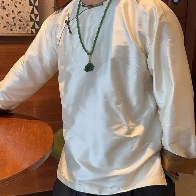 水田夏 男士新中式桑蚕丝国风盘扣圆领上衣春秋衬衫 男款