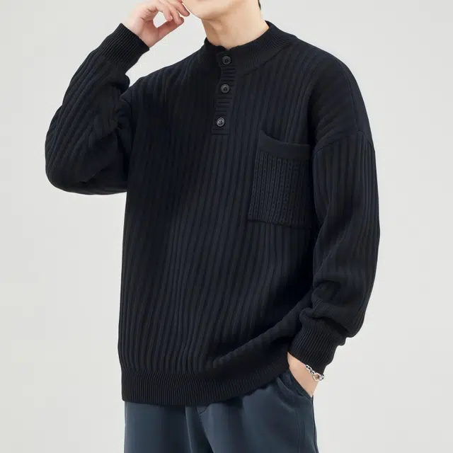 水田夏 男秋冬季潮牌宽松套头慵懒风外套加厚打底衫针织衫 男款