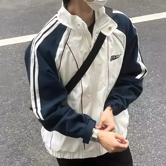 水田夏 日系复古潮牌简约百搭条纹拼接撞色立领休闲外套男春秋季宽松夹克 男款