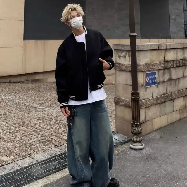 水田夏 高级感黑色棒球服开衫外套初春秋冬季休闲百搭夹克 男款