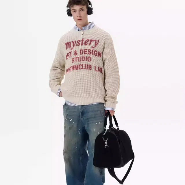 水田夏 圆领潮牌帅气秋冬季打底衫男士气质休闲上衣针织衫 男款