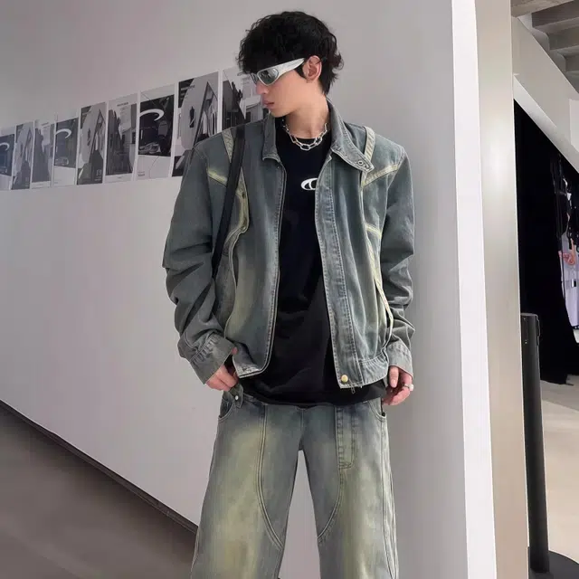 水田夏 牛仔外套男潮牌秋冬季潮流修身痞帅轻奢风性感褂子夹克 男款