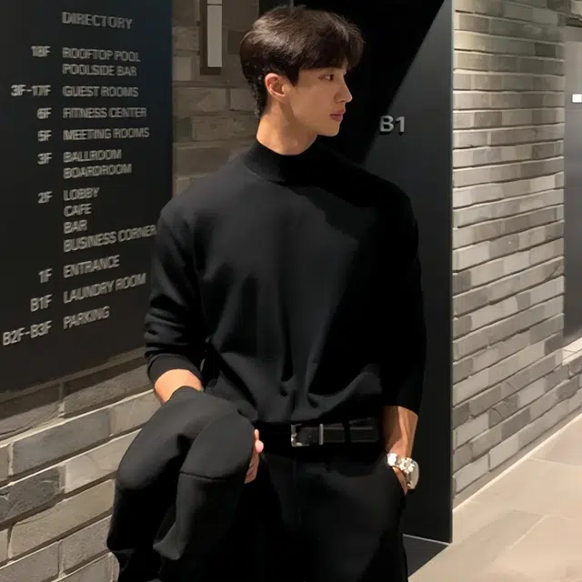 水田夏 男装秋冬季圆领男士韩版长袖中领打底衫潮针织衫 男款