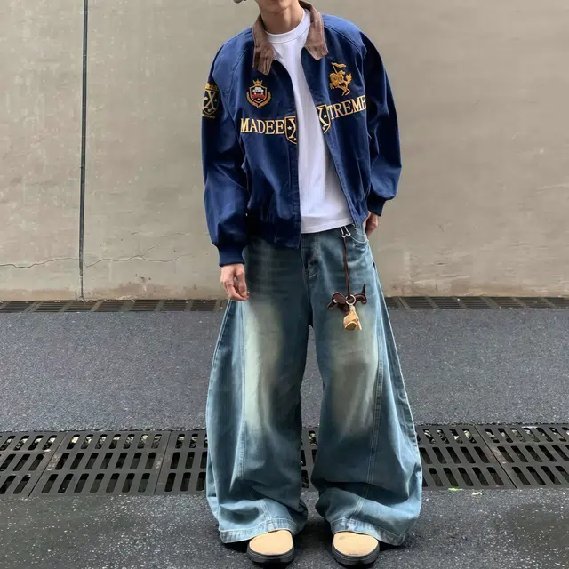 水田夏 美式复古街头高级感哈灵顿情侣刺绣外套上衣潮牌男女夹克 男款