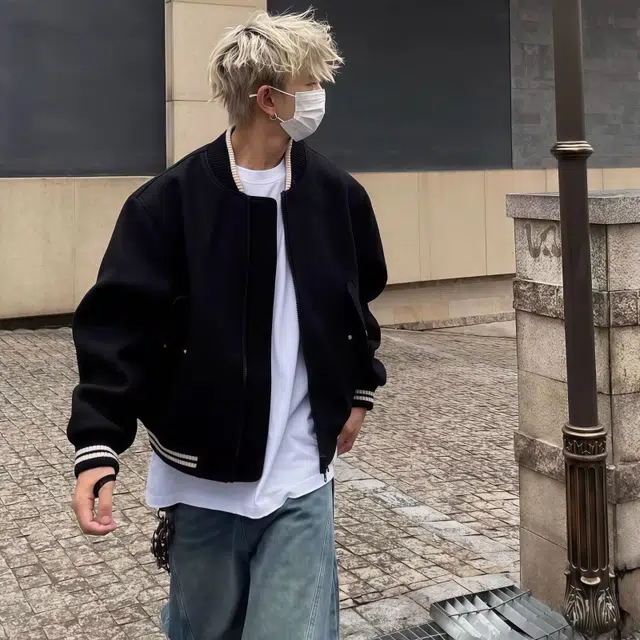 水田夏 高级感黑色棒球服开衫外套初春秋冬季休闲百搭夹克 男款