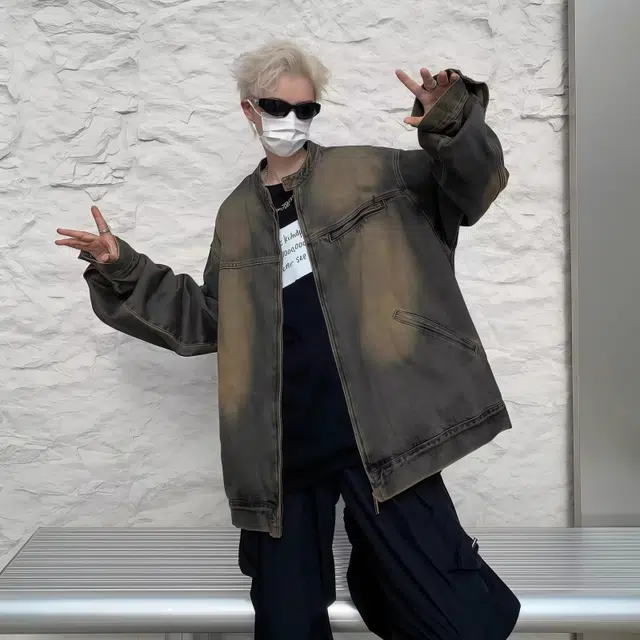 水田夏 秋冬季宽松扎染色棒球服牛仔外套男韩版夹克 男款