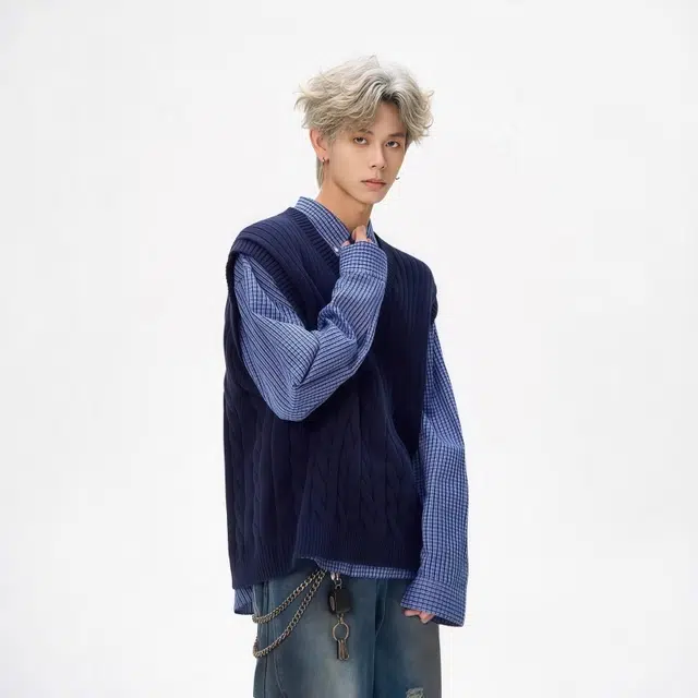 水田夏 美式复古慵懒风格纹格子宽松潮牌衬衫 男款