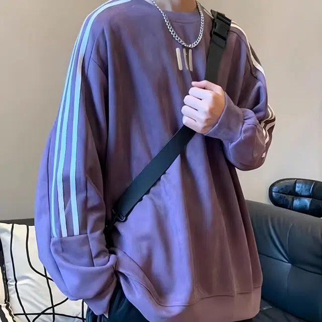 水田夏 三条杠麂皮绒男秋季美式春秋款潮牌重磅衣服卫衣 男款