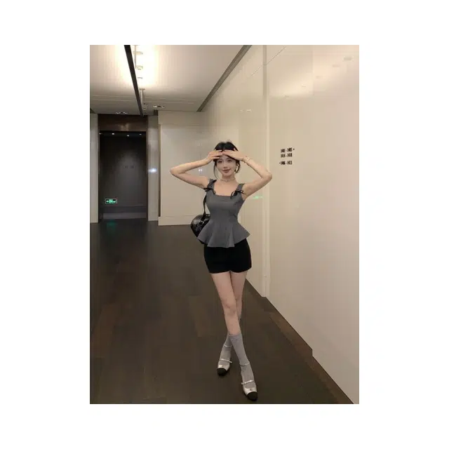 依钗 蝴蝶结背心夏季外穿小衫无袖上衣法式小个子吊带 女款