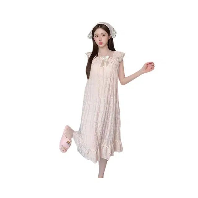 依钗 带胸垫睡衣少女夏季薄款柔软透气云朵棉吊带睡裙甜美家居服可外穿连衣裙 女款