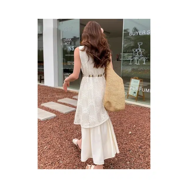 依钗 百搭简约通勤休闲无袖连衣裙 女款