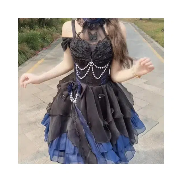 依钗 天鹅湖千金感纯欲风公主小礼服感蝴蝶蓬蓬裙飞行日记萝莉装 女款