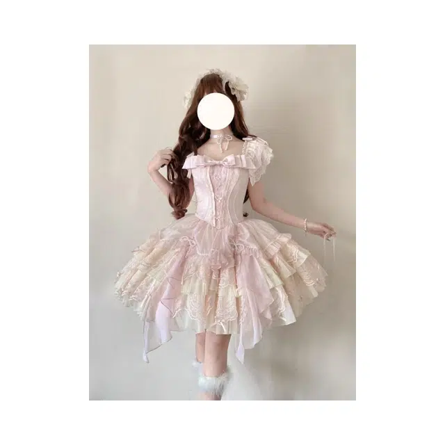 依钗 洋装芭蕾风日常刺绣蝴蝶结洛丽塔萝莉装 女款