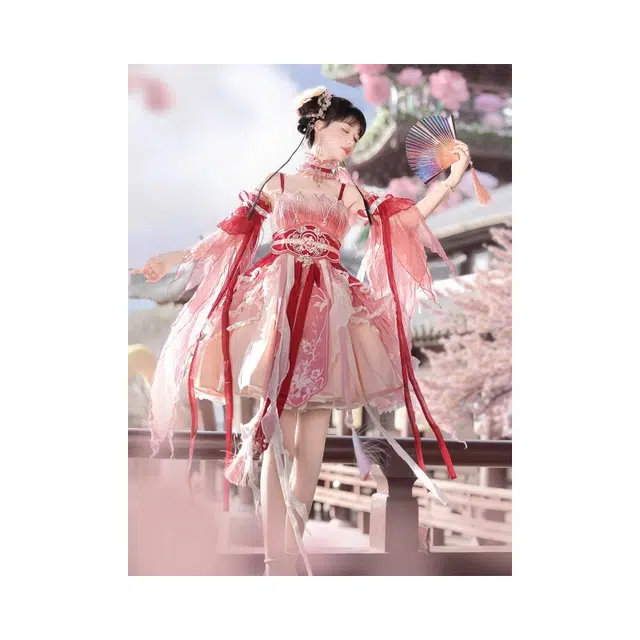 依钗 中华风朝露华刺绣汉元素羽袖腰封花嫁萝莉装 女款