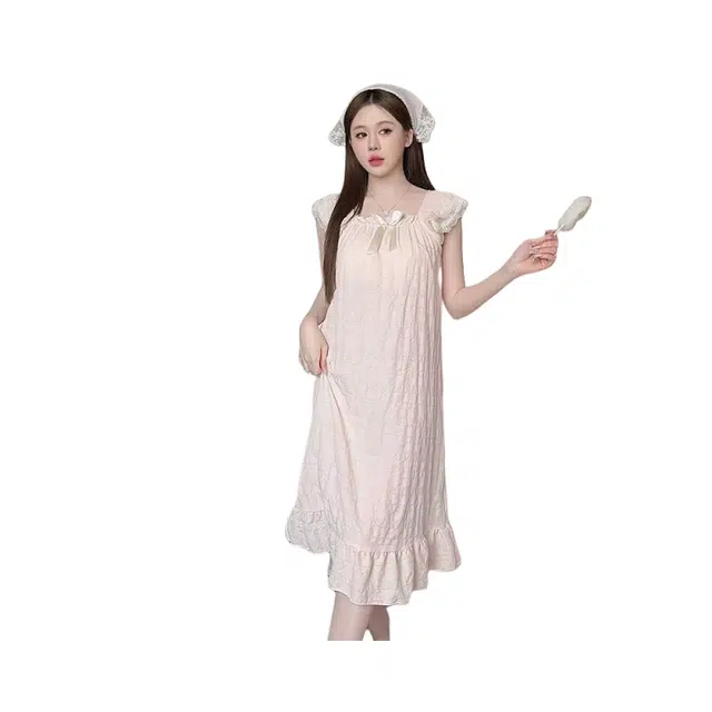 依钗 带胸垫睡衣少女夏季薄款柔软透气云朵棉吊带睡裙甜美家居服可外穿连衣裙 女款