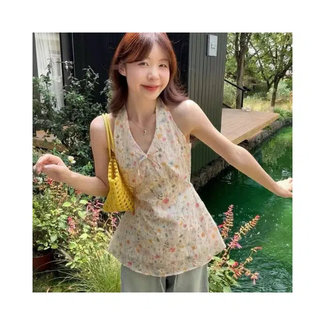 依钗 法式碎花度假风收腰舒适吊带 女款