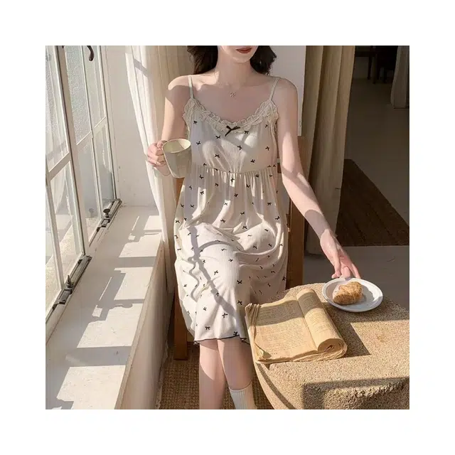依钗 带胸垫睡裙女性感吊带夏季甜美可爱韩版休闲宽松睡衣家居服连衣裙 女款