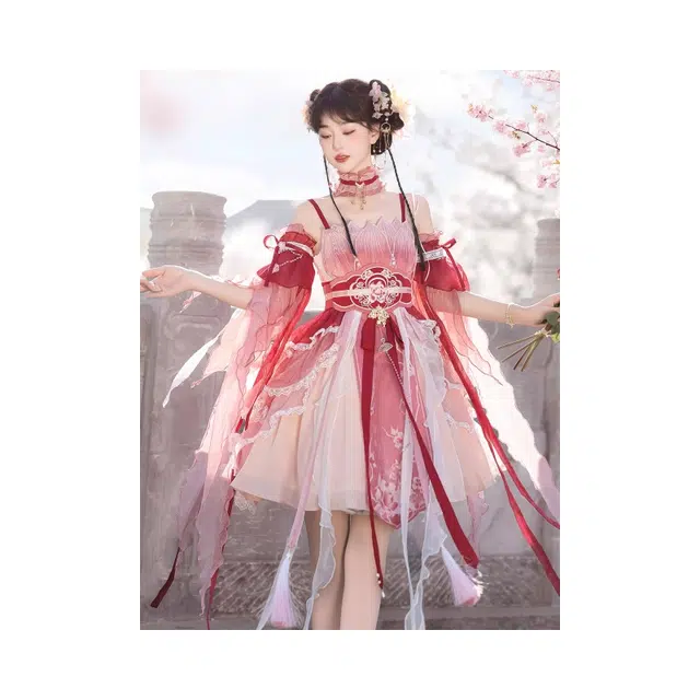 依钗 中华风朝露华刺绣汉元素羽袖腰封花嫁萝莉装 女款