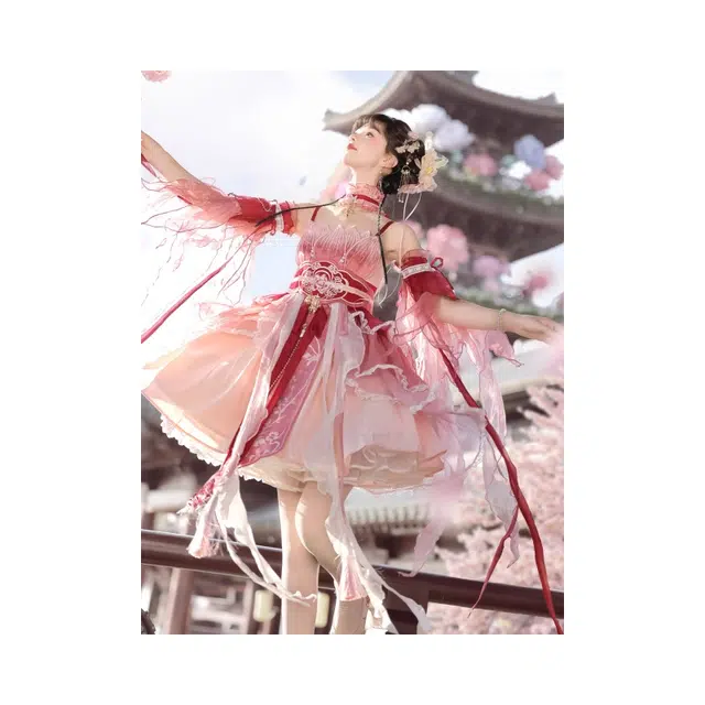 依钗 中华风朝露华刺绣汉元素羽袖腰封花嫁萝莉装 女款