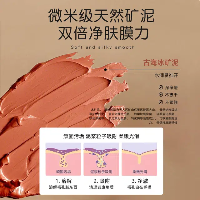 冰芙妮 天然古海冰矿泥泥膜面膜 修护去黑头抗衰老控油提亮晒后修复深层清洁清洁清爽紧致维稳舒缓