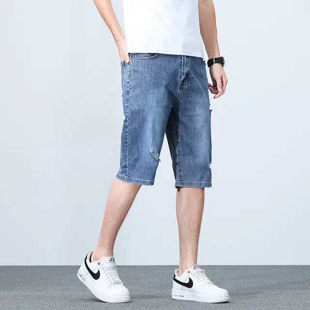 老爷车 夏季休闲破洞牛仔短裤五分裤 男款