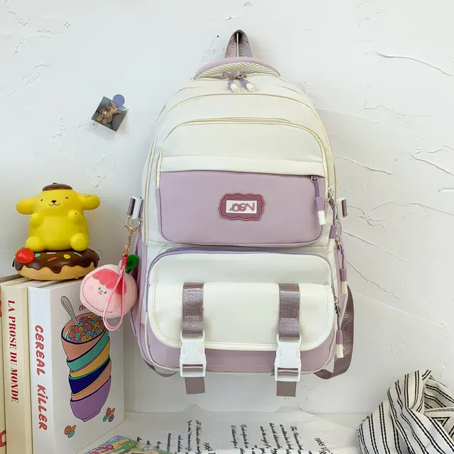 米囹 可爱书包 轻盈减负短途旅游双肩包 背包 大号 白色