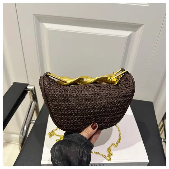 米囹 时尚百搭 贝壳包 单肩斜挎包 常规 黑色