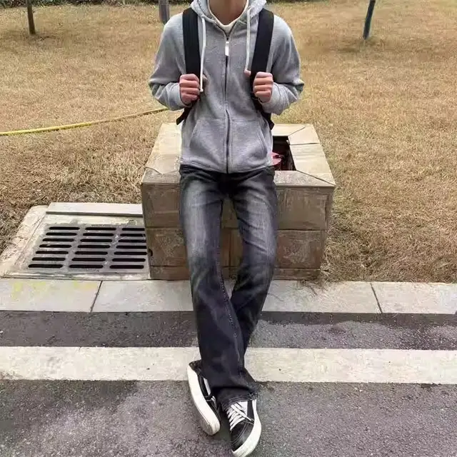 洞洞拐 美式高街风微喇叭修身潮百搭炸街时尚水洗复古痞帅显高显瘦休闲牛仔裤 男女同款